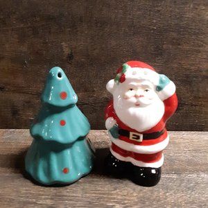 Ceramic Santa and Tree Salt and Pepper Shakers new in box